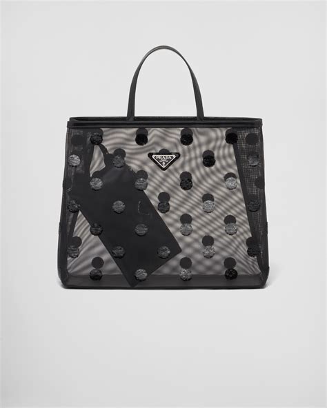 prada borsa con rete|Borsa shopping in rete a pois Nero .